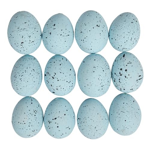 Boxed Set of 12 Blue Speckled Ceramic Robin Eggs