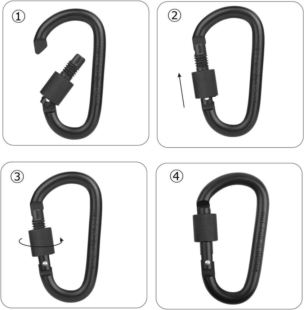 Locking Carabiner Clip, 3 Inch D Ring Clips Spring Snap Key Chain Hook Screw ...