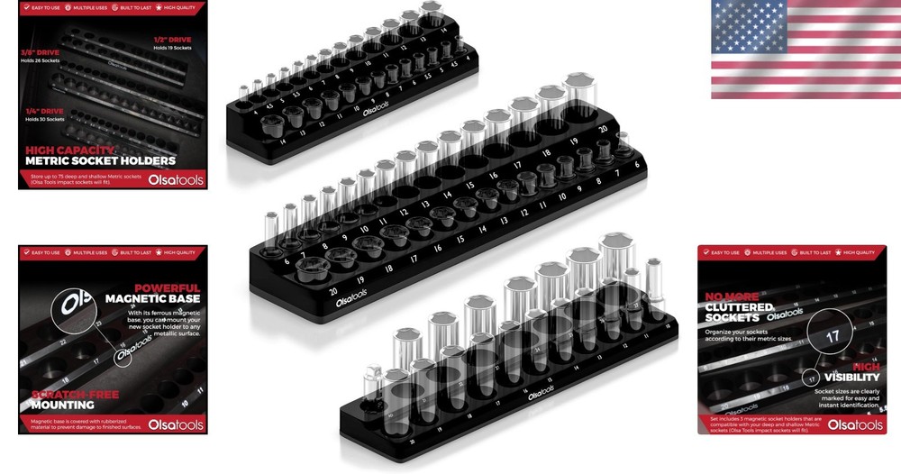 Drive Metric Socket Holder Set - Professional Tool Organizer