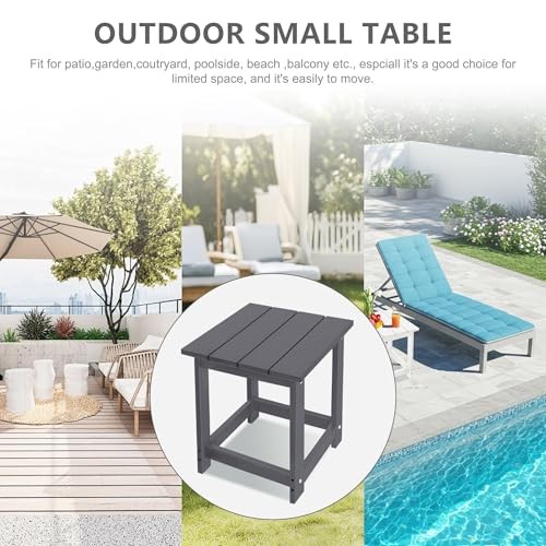 Adirondack Square Outdoor Side Table for Patio, Pool a:Square Table Grey