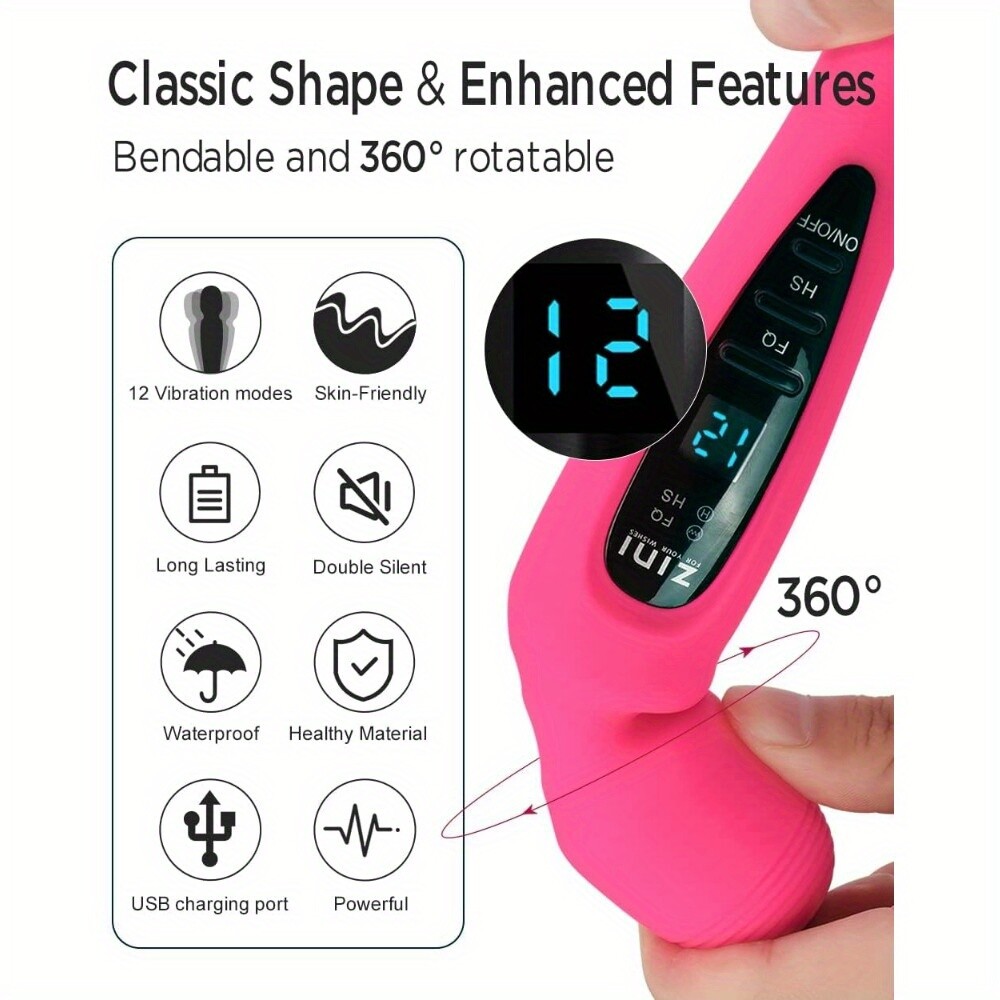 Silent Pink Rechargeable Massager | 12 Modes | Waterproof USB-C | Under 50dB