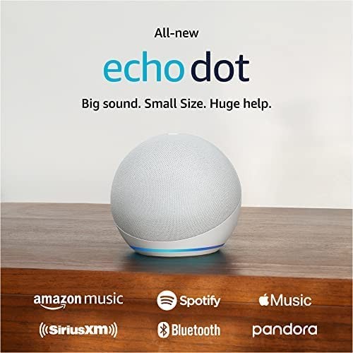 Amazon Echo Dot (5th Gen, 2022 Release) (Glacier White) with accessories