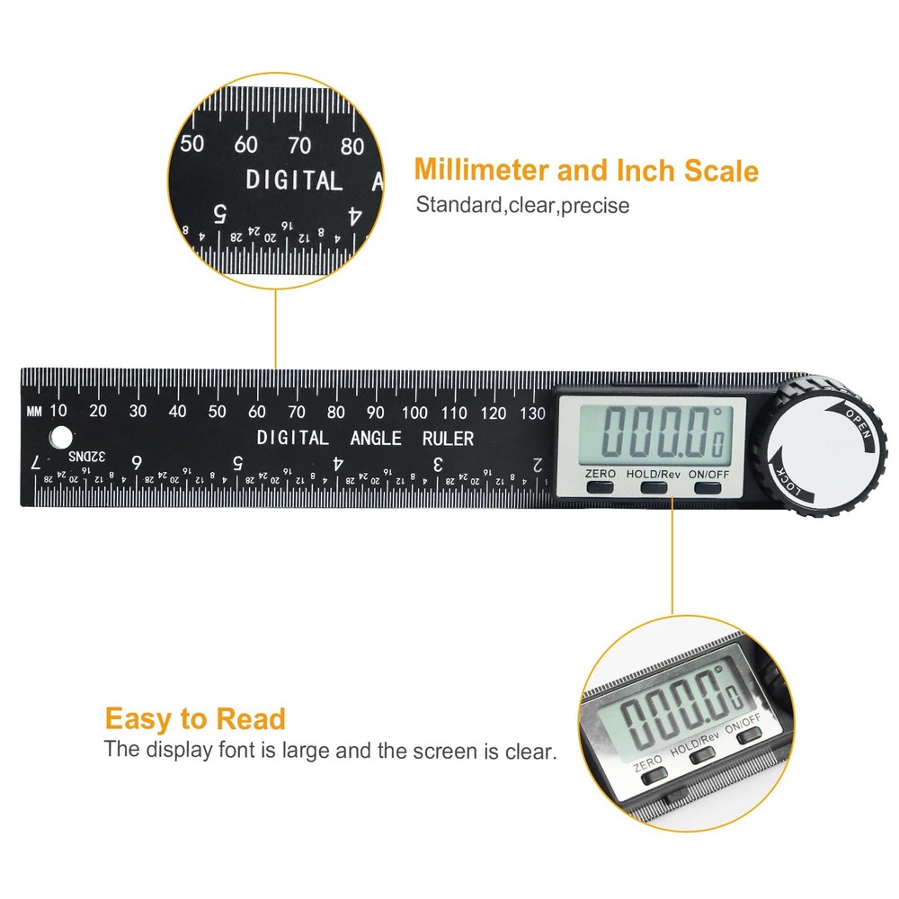 Third Generation Protractor Angle Finder, Digital Angle Ruler with 7Inch/200Mm,