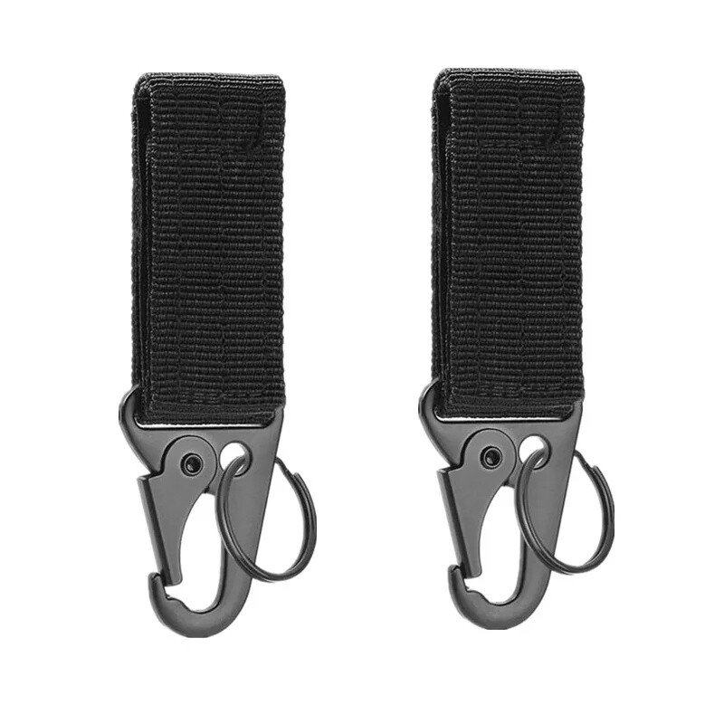 2-Pack Tactical MOLLE Belt Clip with Carabiner & Key Ring