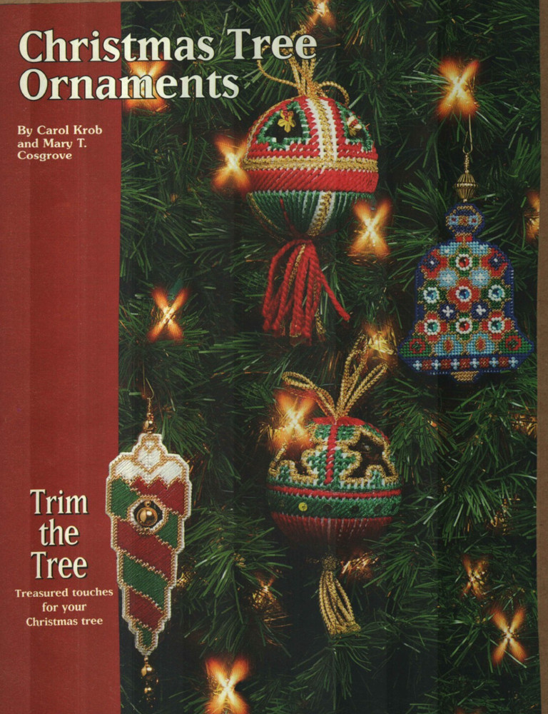 4 CHRISTMAS TREE ORNAMENTS PLASTIC CANVAS PATTERN INSTRUCTIONS