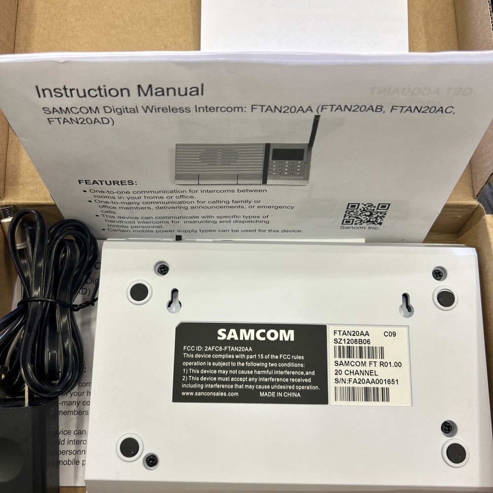 Samcom FTAN20AA-White 20 channel Digital Wireless Intercom [OPEN BOX]