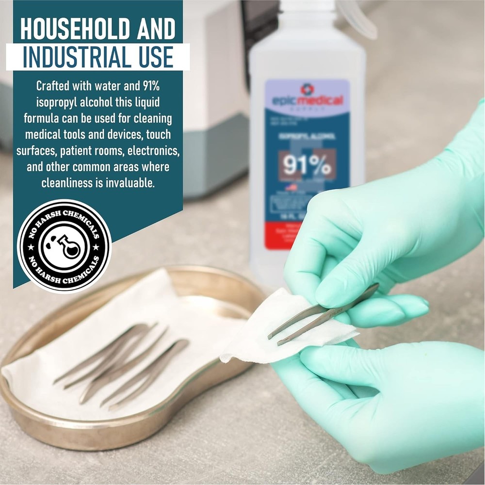 Multipurpose 91% Isopropyl Rubbing Alcohol 16 oz - Essential First Aid Solution