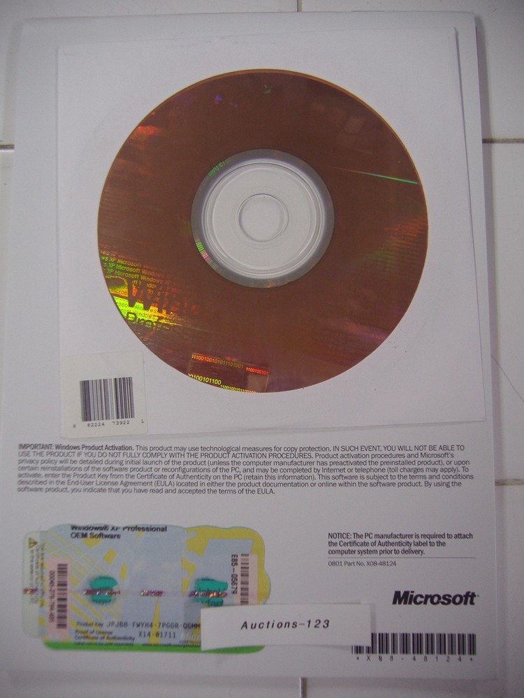 MICROSOFT WINDOWS XP PROFESSIONAL w/SP3 OPERATING SYSTEM MS WIN PRO=NEW SEALED=