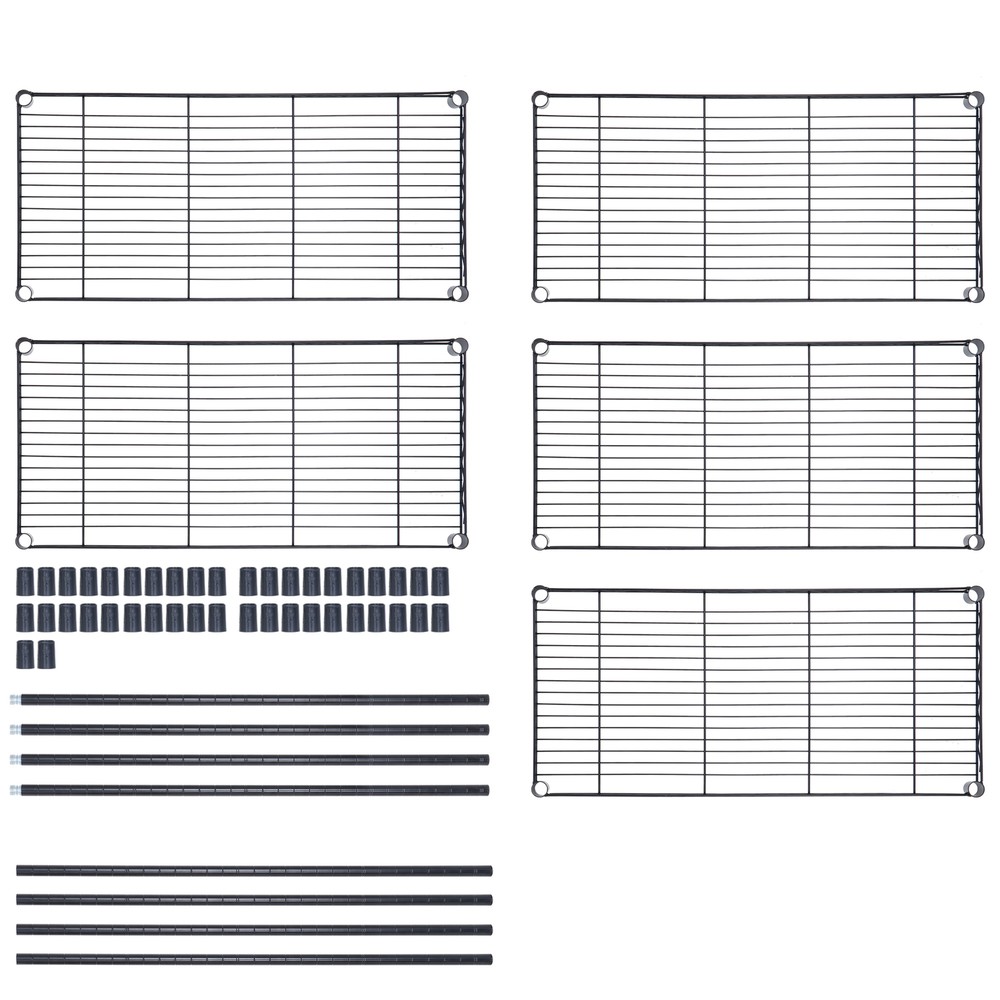 5 Layer Unit Wire Rack Storage Shelf Black Holder Kitchen Display Office Black