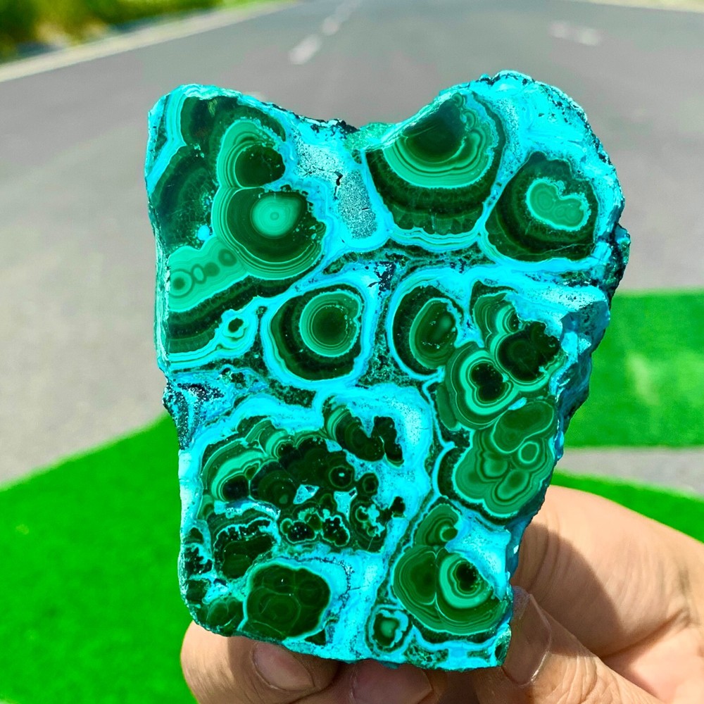 219G Natural Chrysocolla/Malachite transparent cluster rough mineral sample