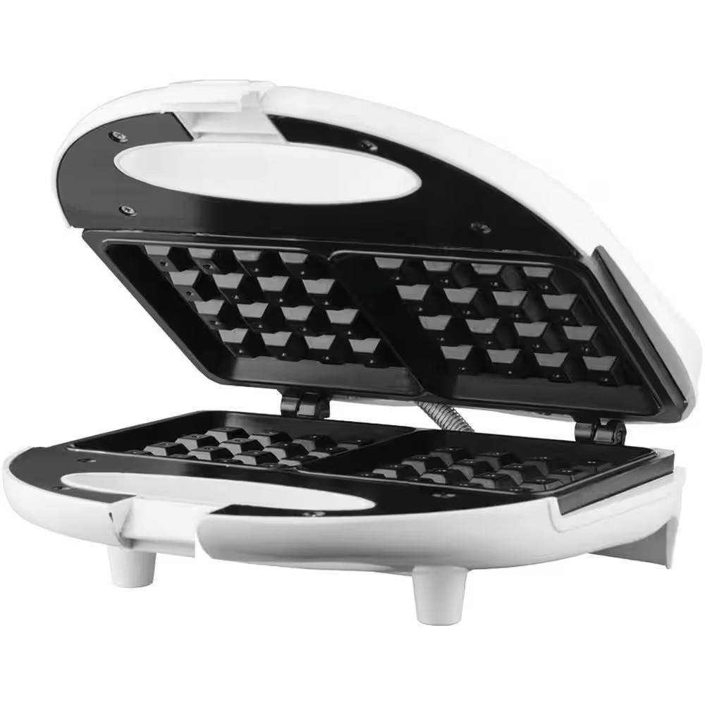750 W Dual Waffle White Nonstick Waffle Maker