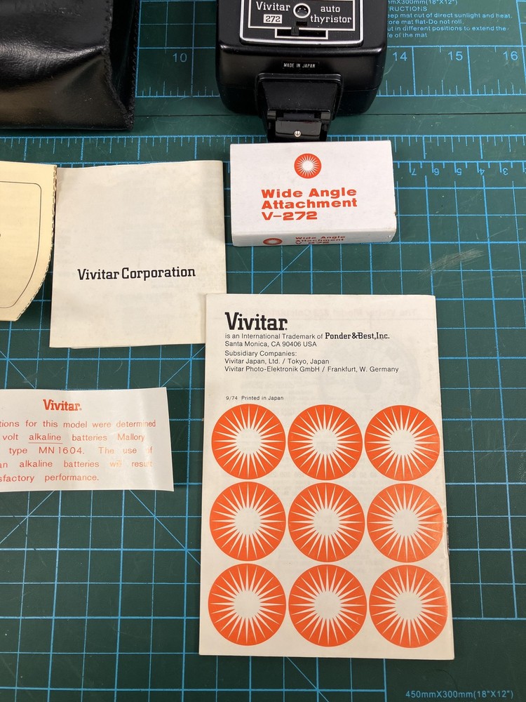 Vivitar 272 Shoe Mount Electronic Flash Automatic Thyristor Control Box Manual