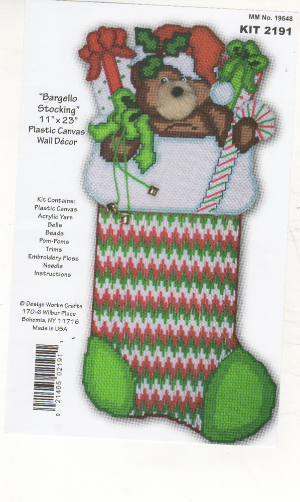 BARGELLO  STOCKING   Wall Hanging  plastic canvas  PATTERN (#TF0045)