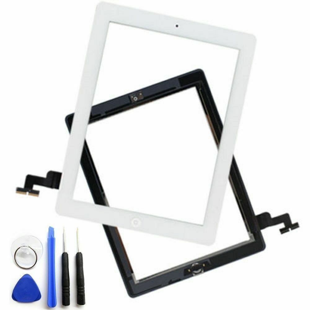 White Glass Touch Screen Digitizer + Home Button Assembly for iPad 2 + Tool Kit
