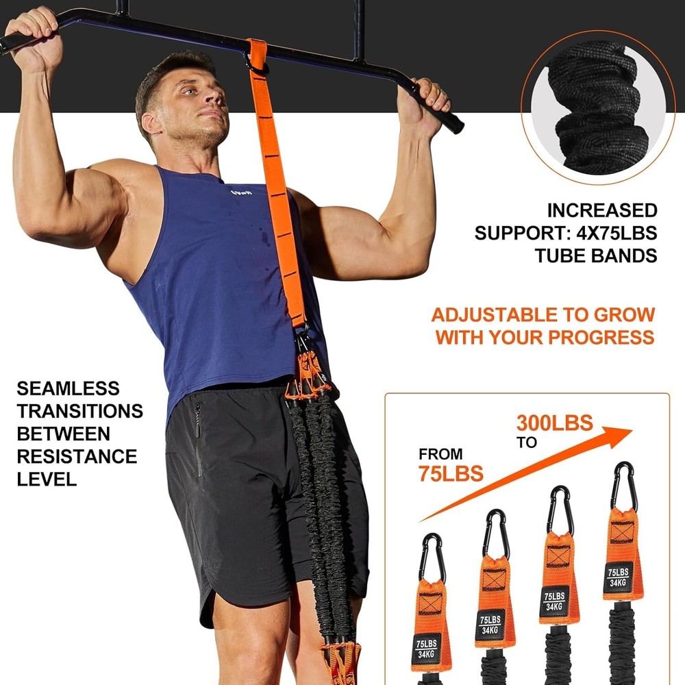 Pull Up Assistance Bands Set 4 Heavy Duty Pull Up Bands 300lbs Adjustable