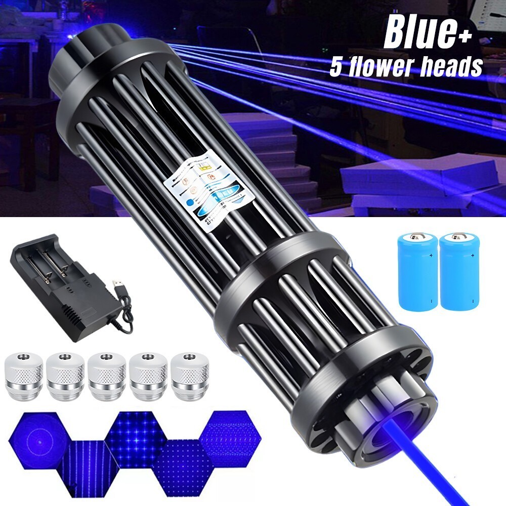 Watt Adjustable High Power Blue Burning Laser Pointer Visible Dot Torch Light