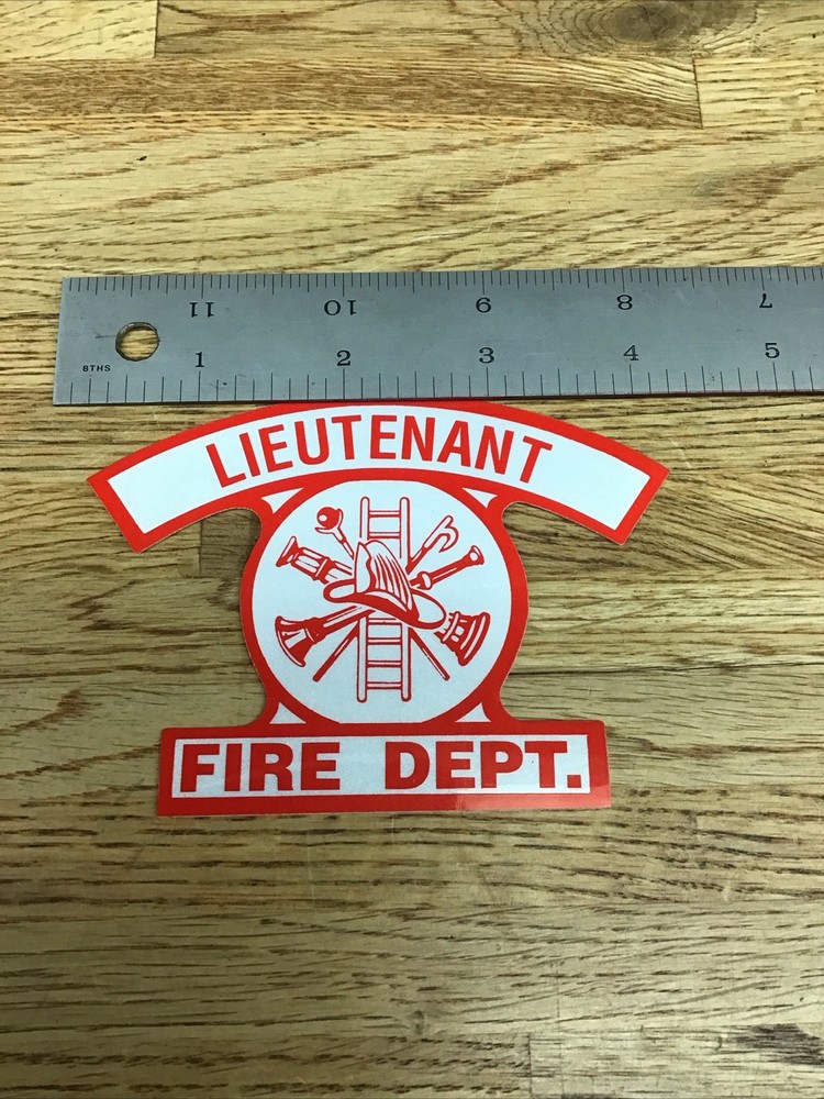 Lieutenant Fire Dept. Silver / Red Helmet Shield Decal B-7