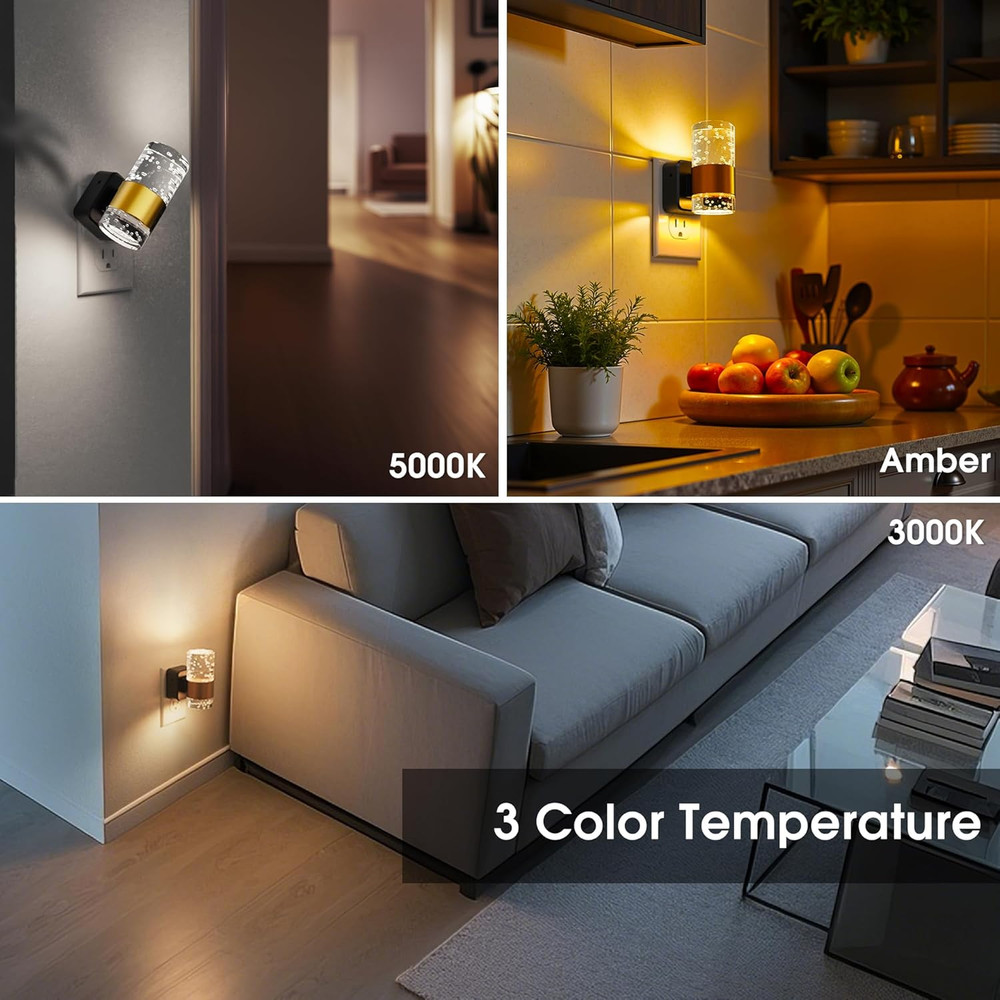 Night Lights Plug into Wall, Dimmable Night Light with Dusk-To-Dawn Light Sensor