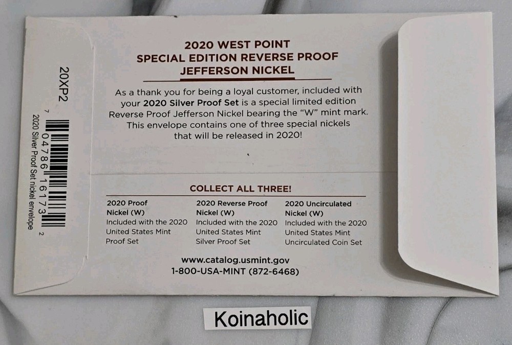 2020 S SILVER Proof Set + RARE W Reverse Proof Nickel, Pulled From Storage