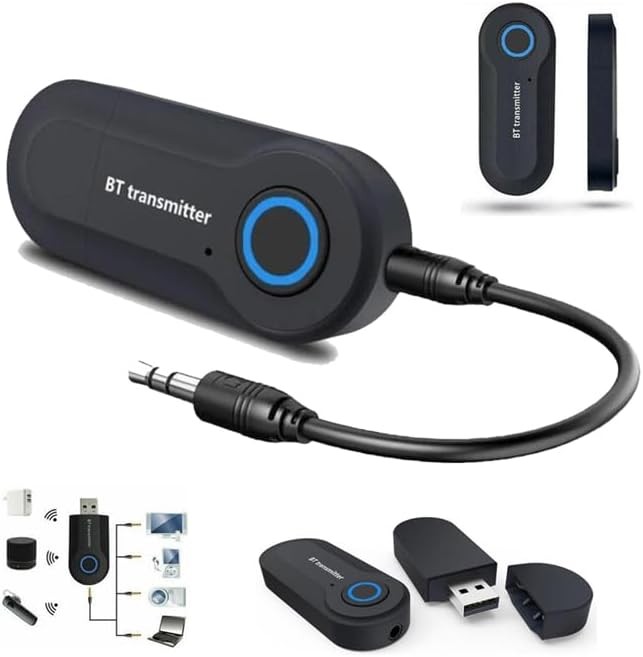 Bluetooth Transmitter Adapter, Wireless Portable Stereo USB Transmitter for TV