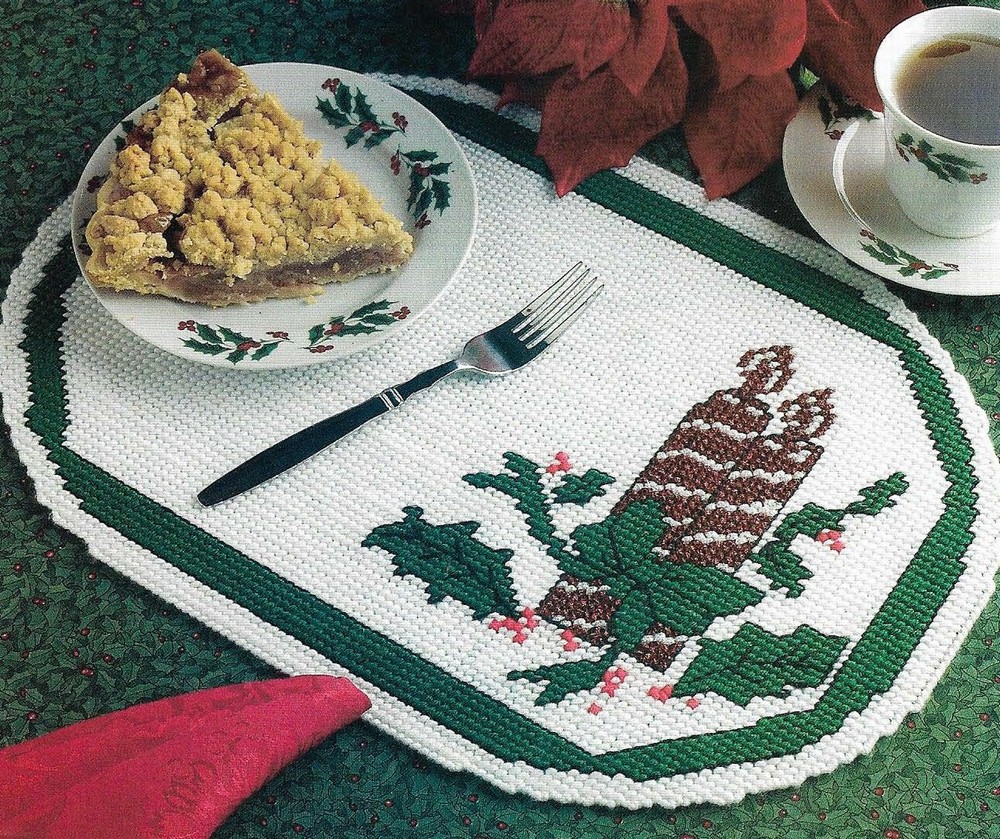 CHRISTMAS PLACE MAT TABLE DECOR PLASTIC CANVAS PATTERN INSTRUCTIONS