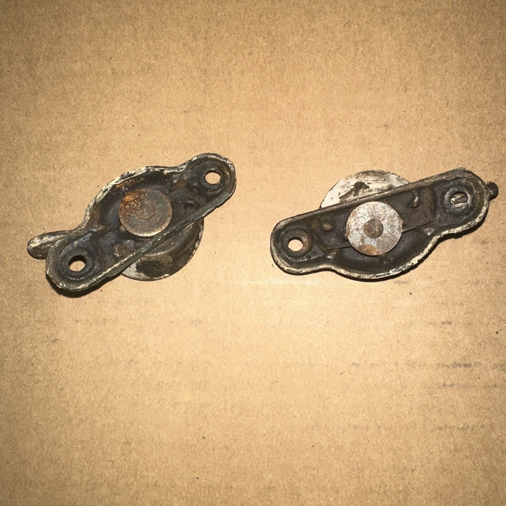 2 Antique Heavy Cast Bronze/Iron Flashed? Window Sash Latch Locks