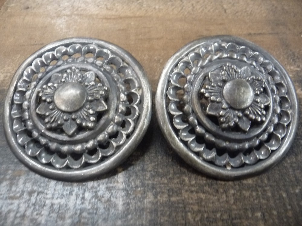 2 1/8" pair of Solid Sterling Silver Conchos