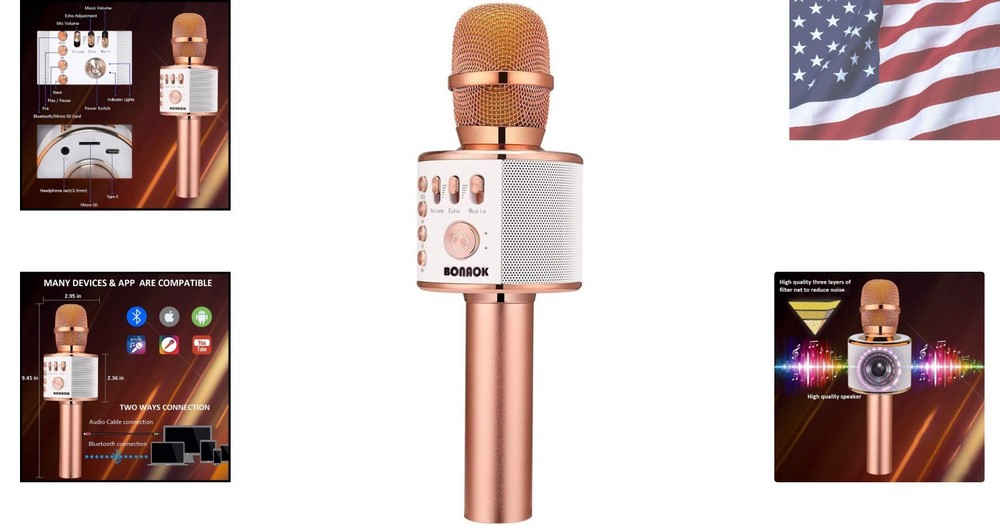 Handheld Karaoke Microphone with Multi-Device Compatibility & Volume Control