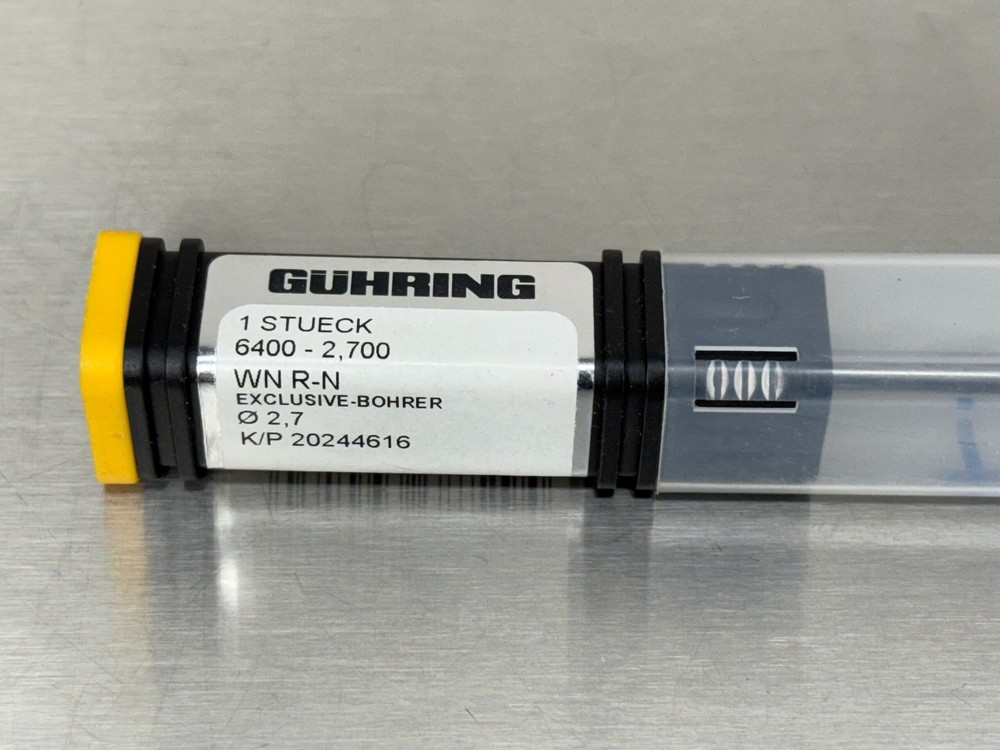Guhring 2.7mm Solid Carbide Drill 4xD 6400 Micro Exclusive