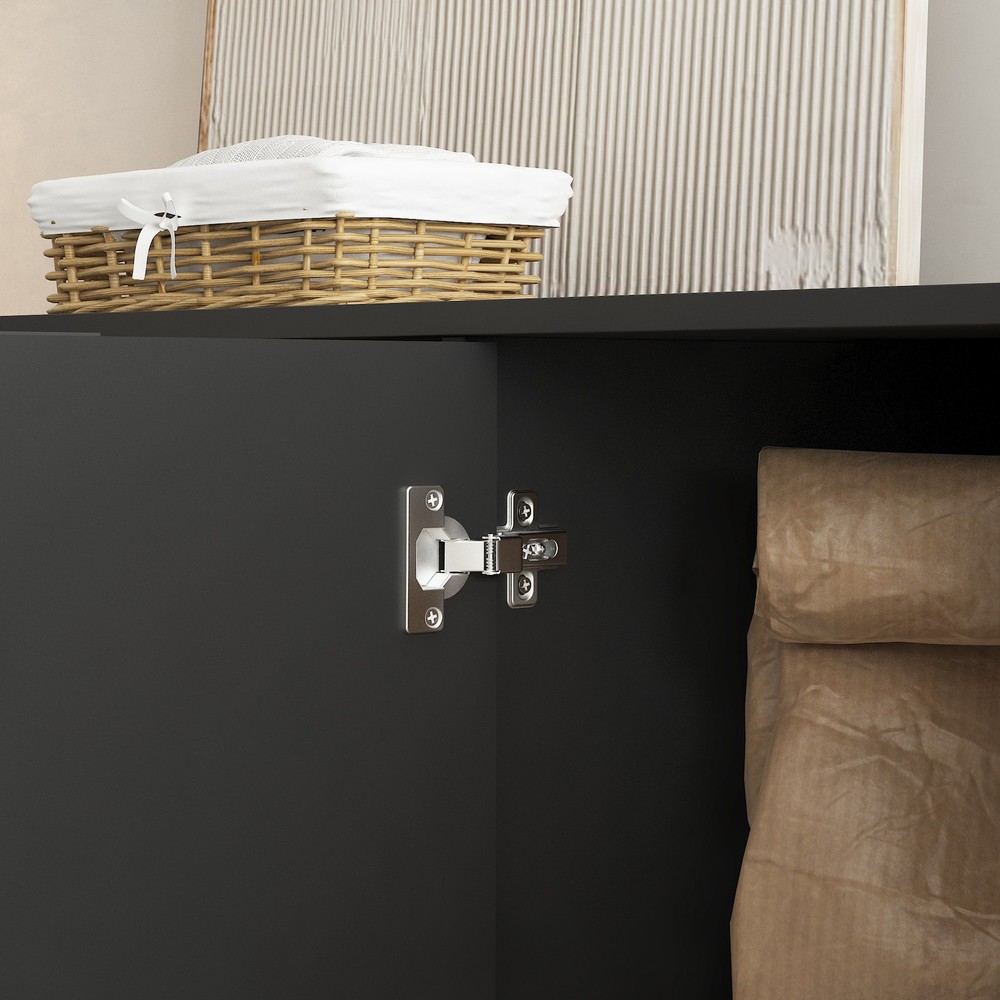 Black Modern Buffet Cabinet with Storage, Fluted Sideboard Large Buffet with A
