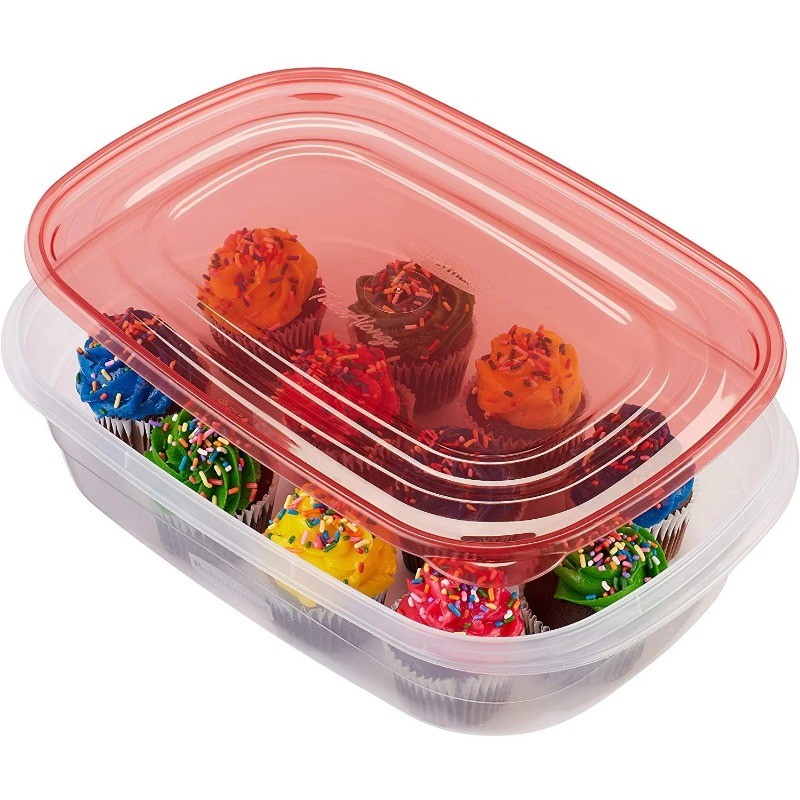 Rubbermaid,1 Gallon, 2 Packsa, Large Rectangular Plastic Food Storage Containers
