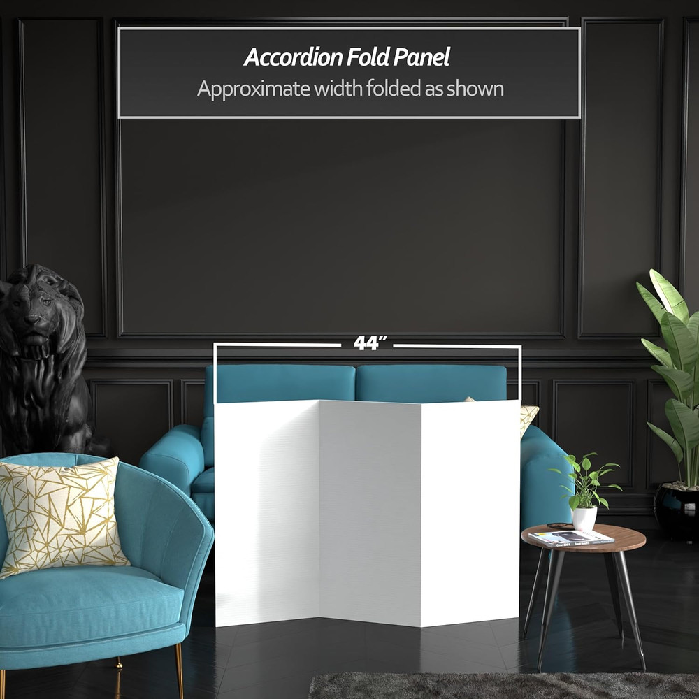 3ft White Folding Cardboard Screen - 3 Panel Temporary Room Divider