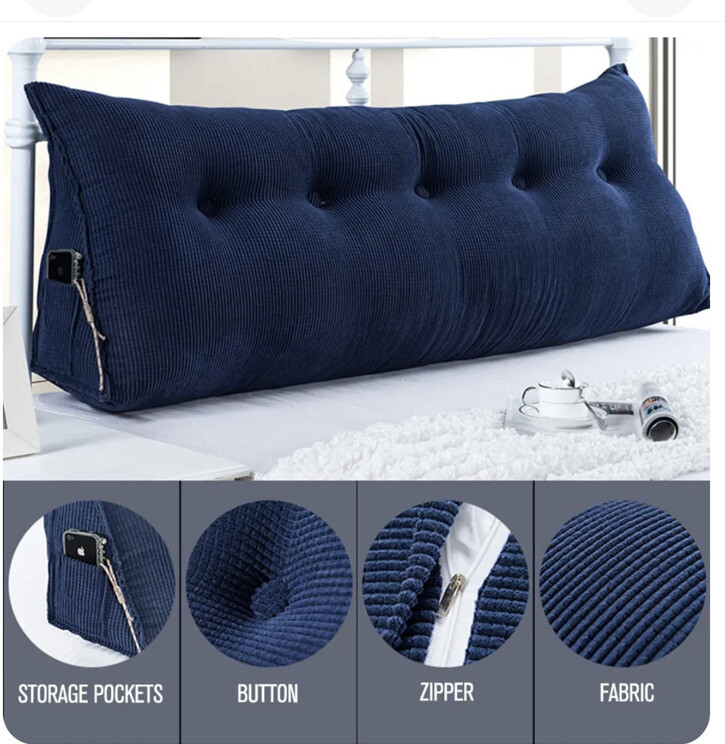 Soft Headboard Triangular Wedge Reading Pillow Daybed Backrest Cushion, WOWMAX