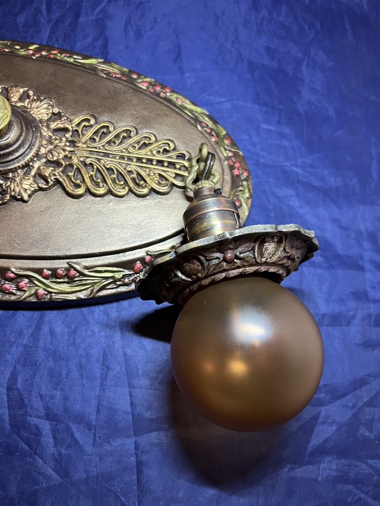 Single Antique Rare Flush Mount Two Socket Fixture Wired Beautiful 3H