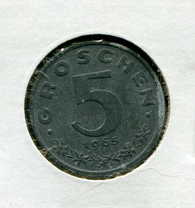 Foreign Coin - Austria - 5 Groschen 1965
