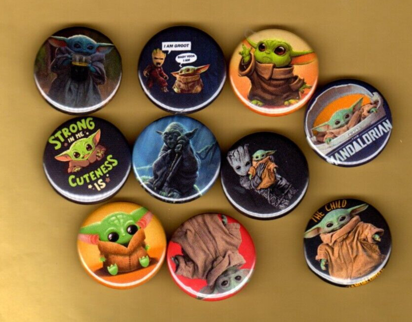 MANDALORIAN    1.25” Button Set   Of  10  Pins  Pinbacks