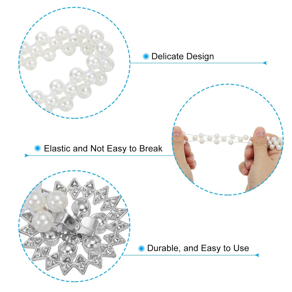 2pcs Curtain Tiebacks Ropes Snow-Flower Style Drape Tie Backs Silver