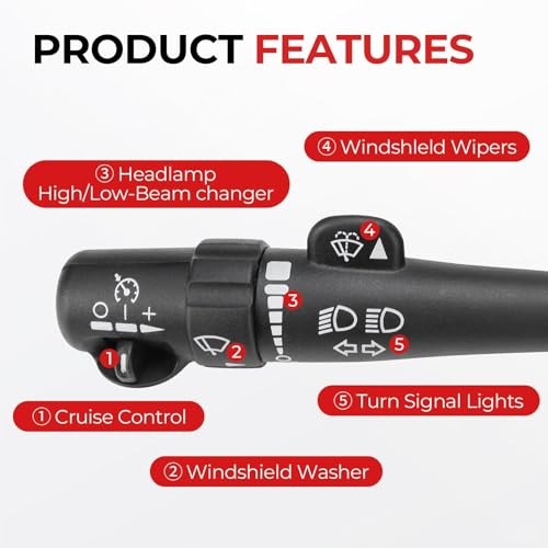 Multi-Function Combination Turn Signal Switch Compatible with 03-07 Silverado