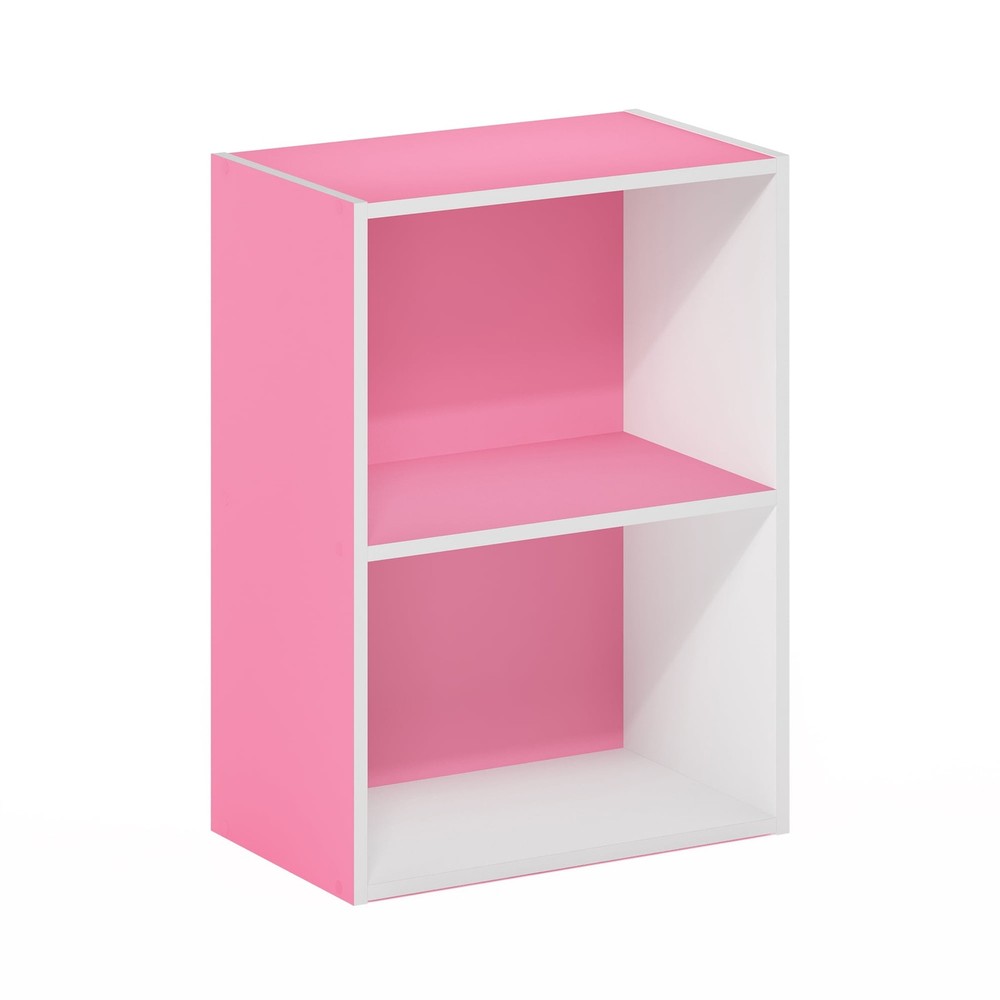 Luder 2-Tier Open Shelf Bookcase Pink/White