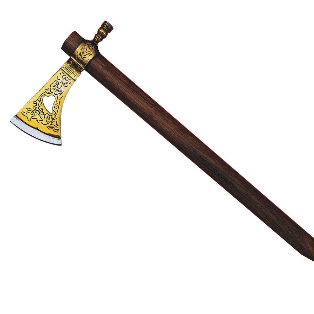 Engraved Brass Tomahawk Smoking Pipe
