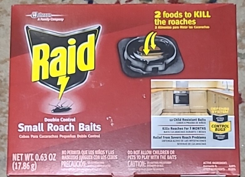 5 Raid DOUBLE CONTROL SMALL ROACH BAITS 60 count Child Resistant Defense System