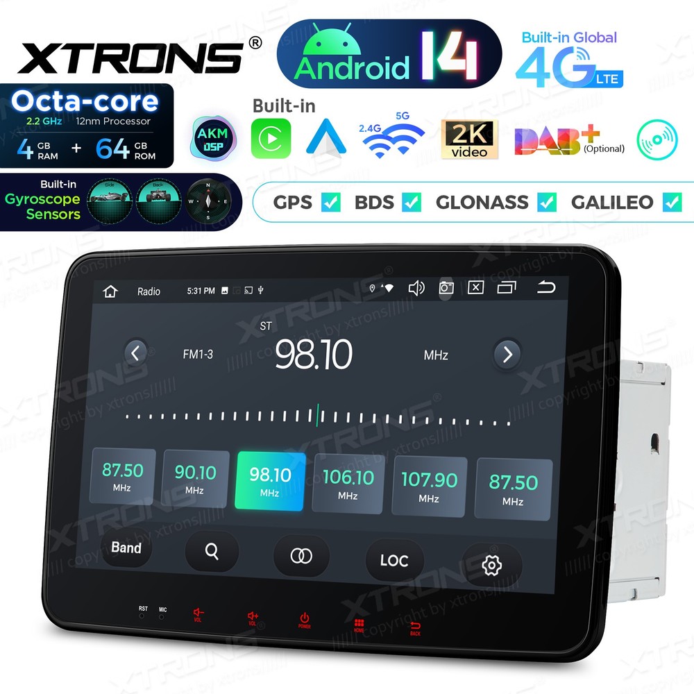 10.1" Android 14 Head Unit DVD Player 2 Din 4G LTE 4+64GB Wireless Android Auto