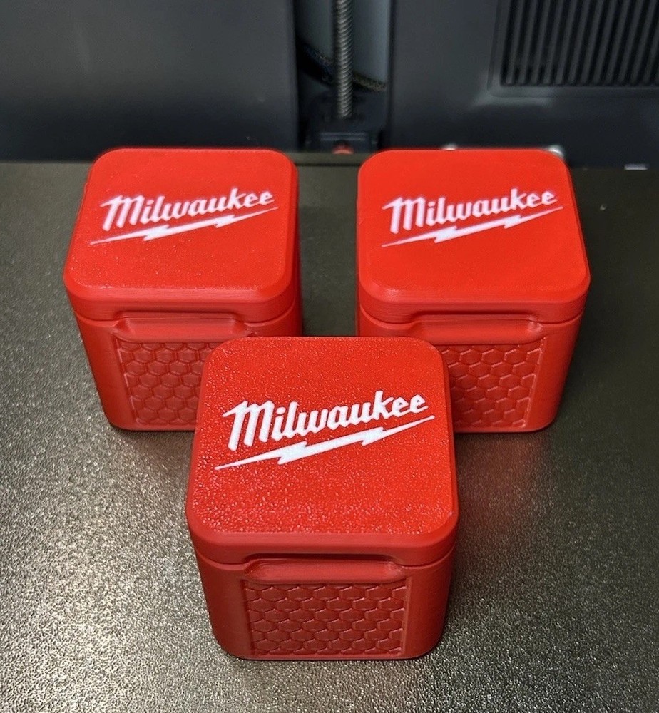 Large Milwaukee Locking Square Container Set 3 Pack 3D Printed Parts Storage
