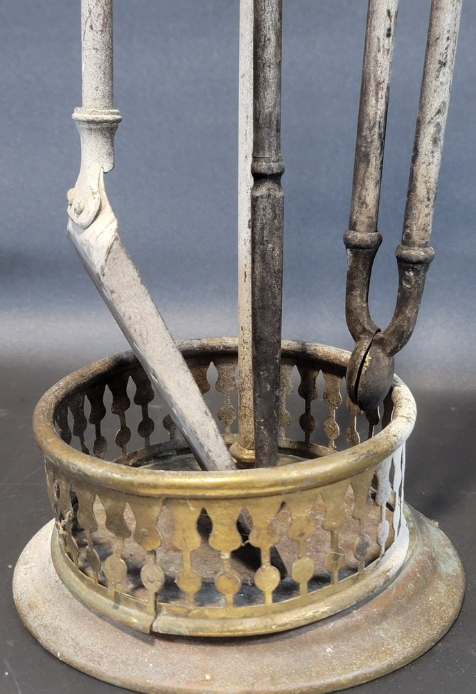 3-Piece Antique Brass Fireplace Tool Set