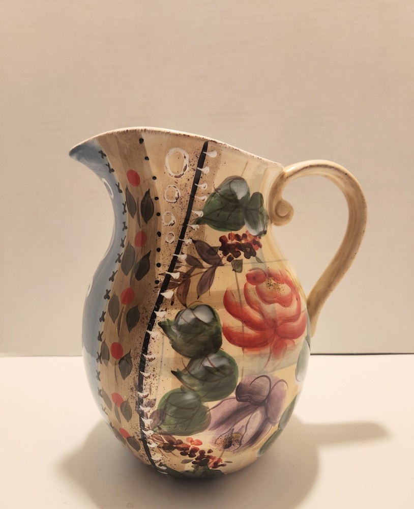 Multicolored Tuscan Inspired Floral 72 oz. Ceramic Pitcher