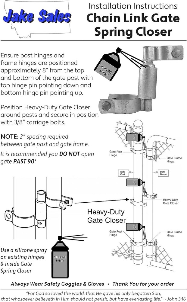 Reliable SwingSpring Self-Closing Gate Closer for 1-3/8" Frames & 2-3/8" Posts