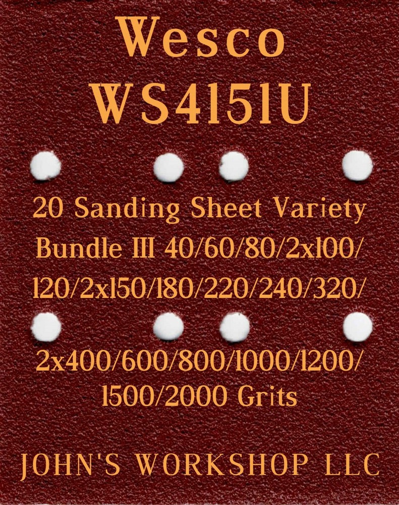 Wesco WS4151U - 17 Different Grits - 20 Sheet Variety Bundle III