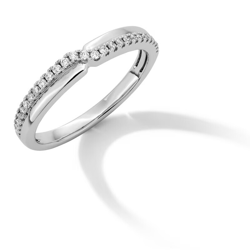 0.17Ct Round Moissanite Split Stackable Anniversary Band 14K White Gold Plated