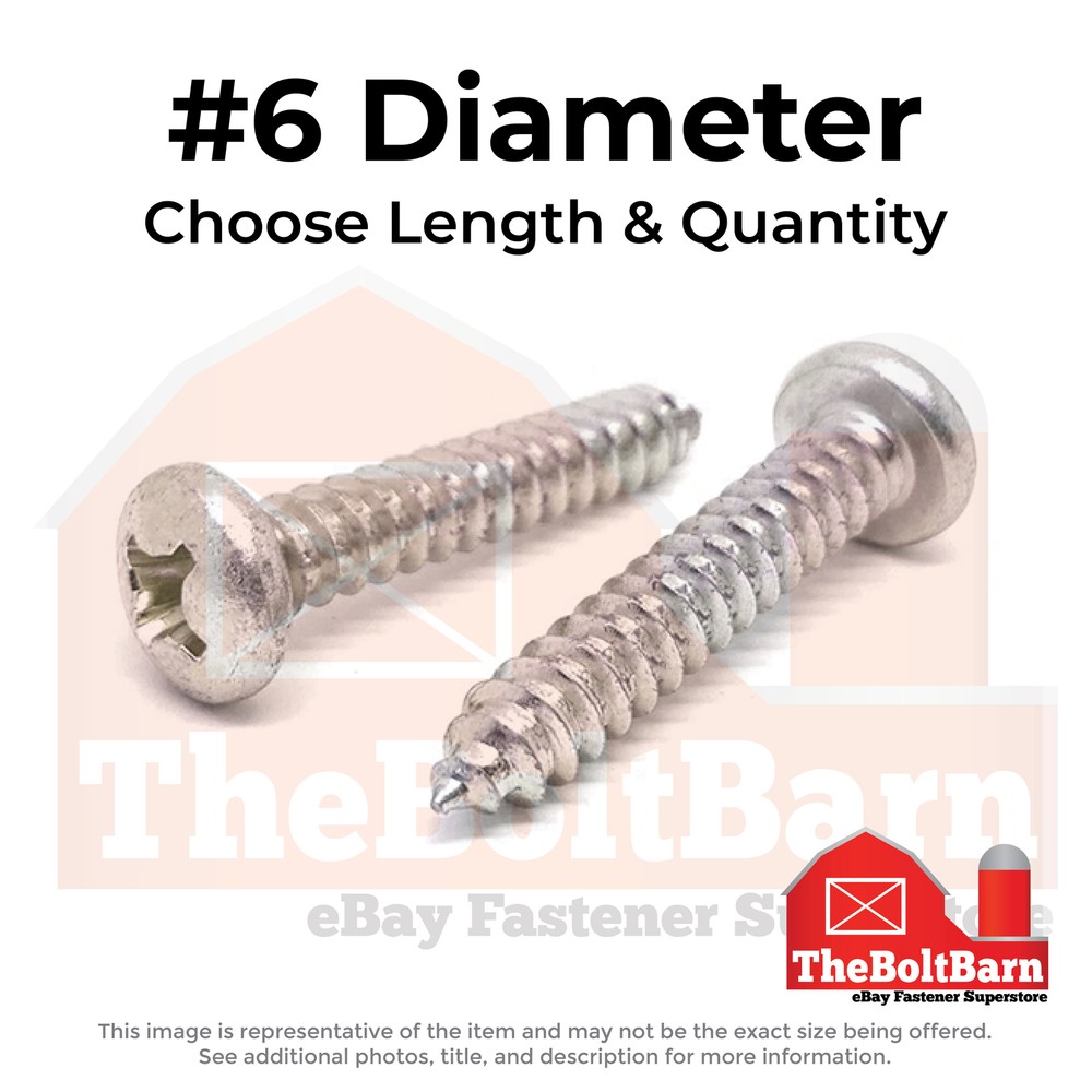 #6 Stainless Phillips Pan Head Self Tapping Screws (Choose Length & Qty)