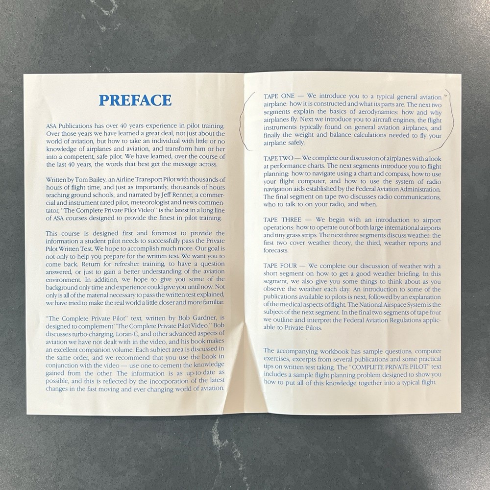 THE COMPLETE PRIVATE PILOT VIDEO 4 VHS Set ASA Aviation Instruction Tutorial